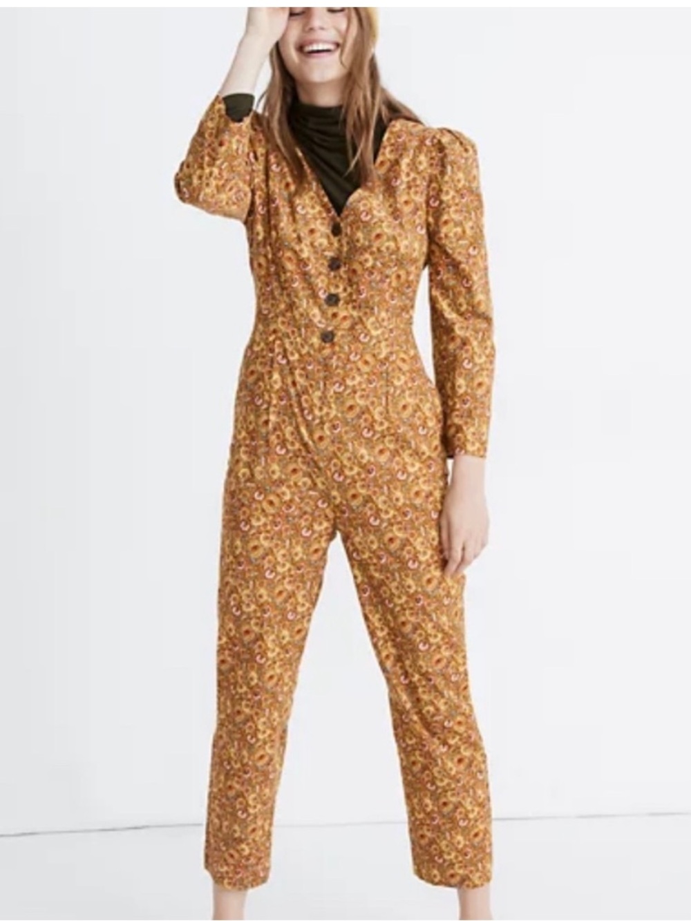$18 Madewell Corduroy Puff Sleeve Jumpsuit Sz 4